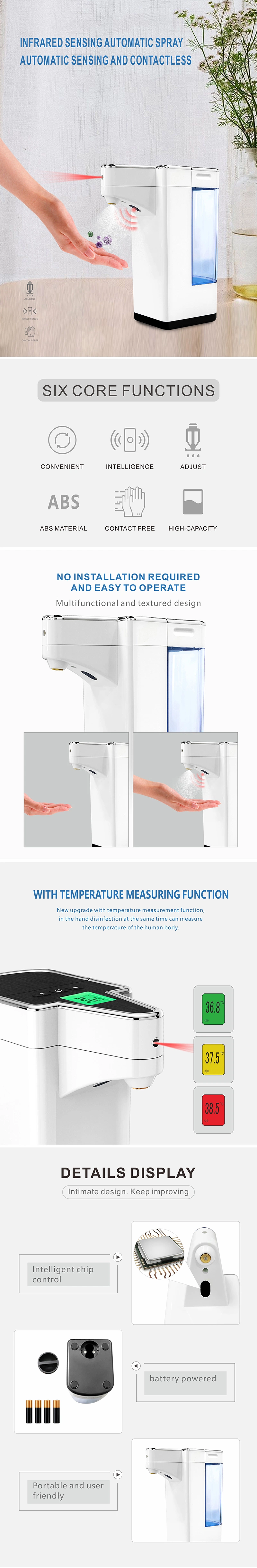 Battery-Driven Automatic Hand Sanitizer Dispenser with Alarm Function Hand Sanitizer Color Display Automatic Soap Dispenser Suitable for Hotel Hospital Bathroom