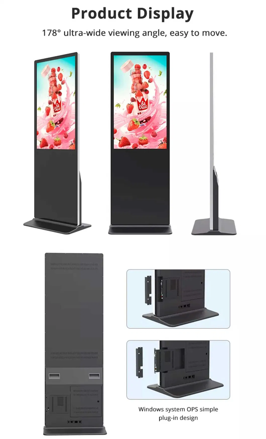 Outdoor Capacitive Wall Mounted Advertising Display Touch Screen LCD Digital Signage