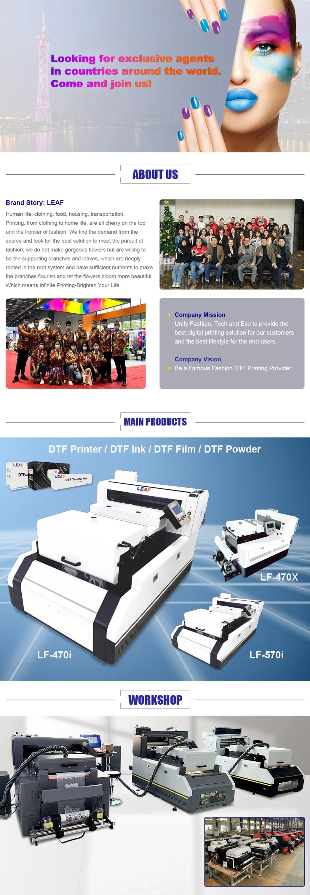 Leaf Fabric Directly Dtf Powder Shaker Dryer All in One Sublimation Textile Printing Machine Manufacture Lf-570I